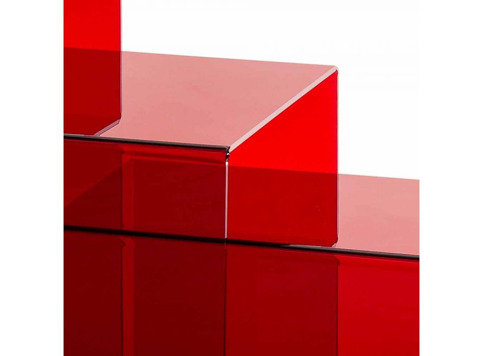 3 mesas apilables rojas de Amalia, diseño moderno, hechas en Italia Viadurini