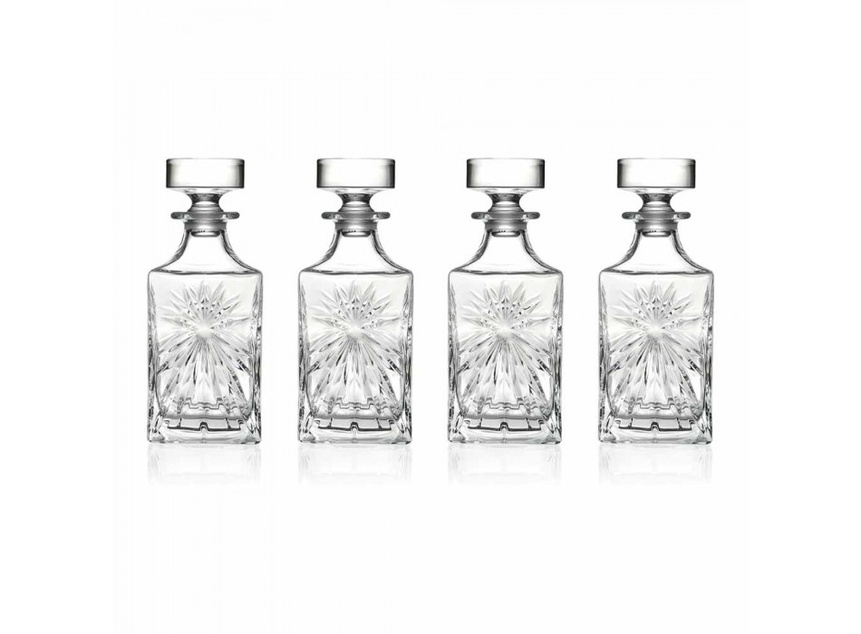 4 botellas de whisky con diseño cuadrado de tapa de cristal ecológico - Daniele