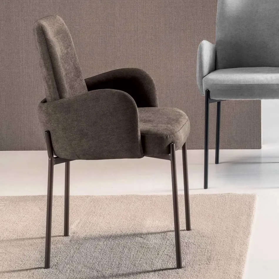 4 sillones en tela de color y estructura de metal pintado - Lamberta Viadurini