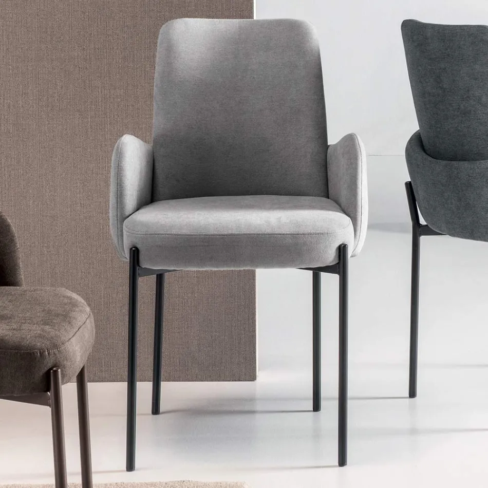 4 sillones en tela de color y estructura de metal pintado - Lamberta Viadurini