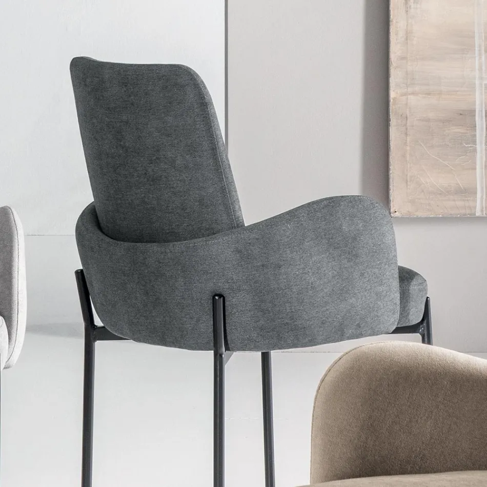 4 sillones en tela de color y estructura de metal pintado - Lamberta Viadurini