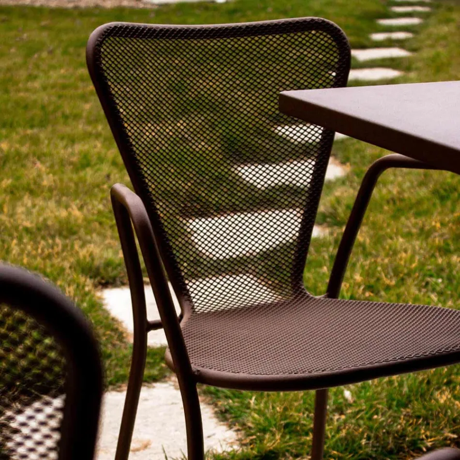 4 sillones de metal de diseño moderno para exteriores, fabricados en Italia - Varmo Viadurini