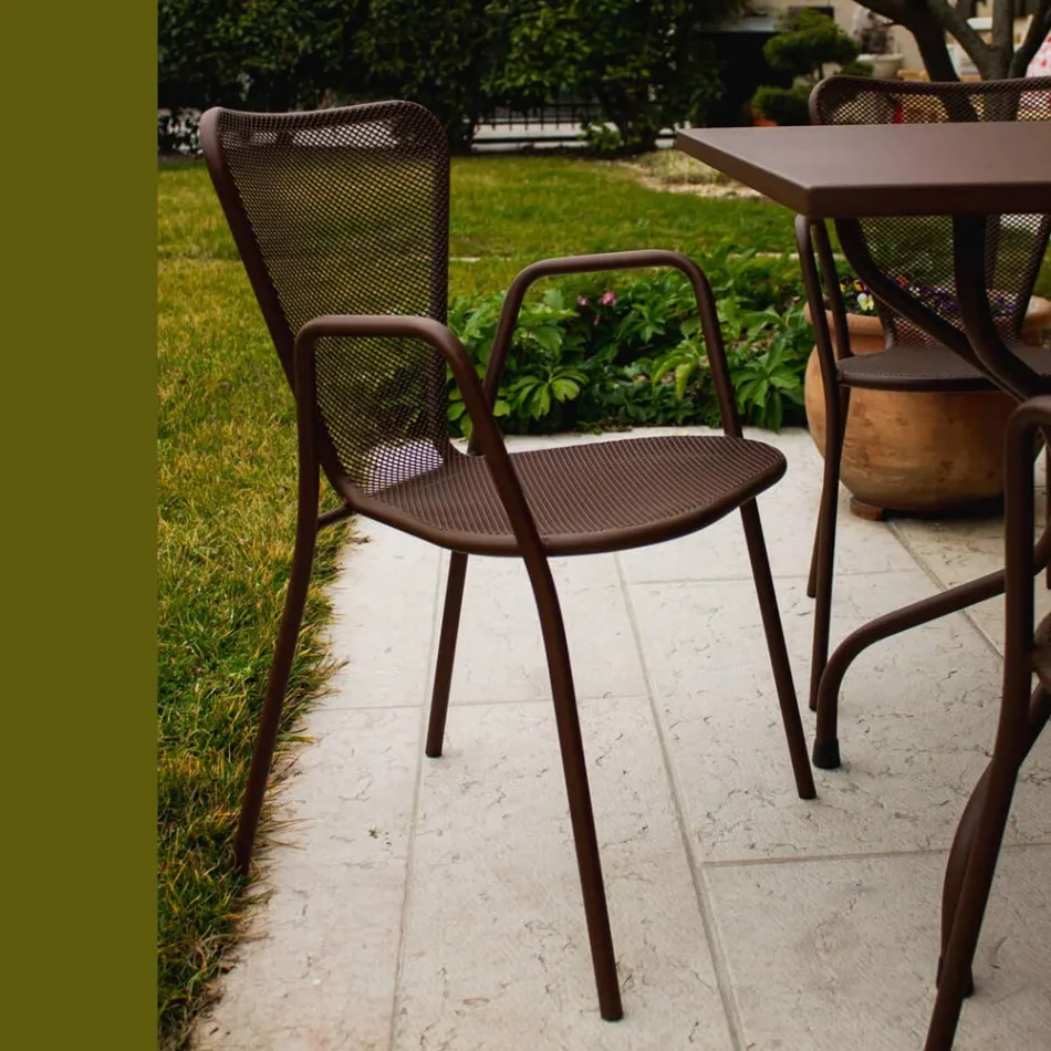 4 sillones de metal de diseño moderno para exteriores, fabricados en Italia - Varmo Viadurini