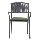 4 sillas de jardín apilables de aluminio y cuerda - Lunaris Viadurini