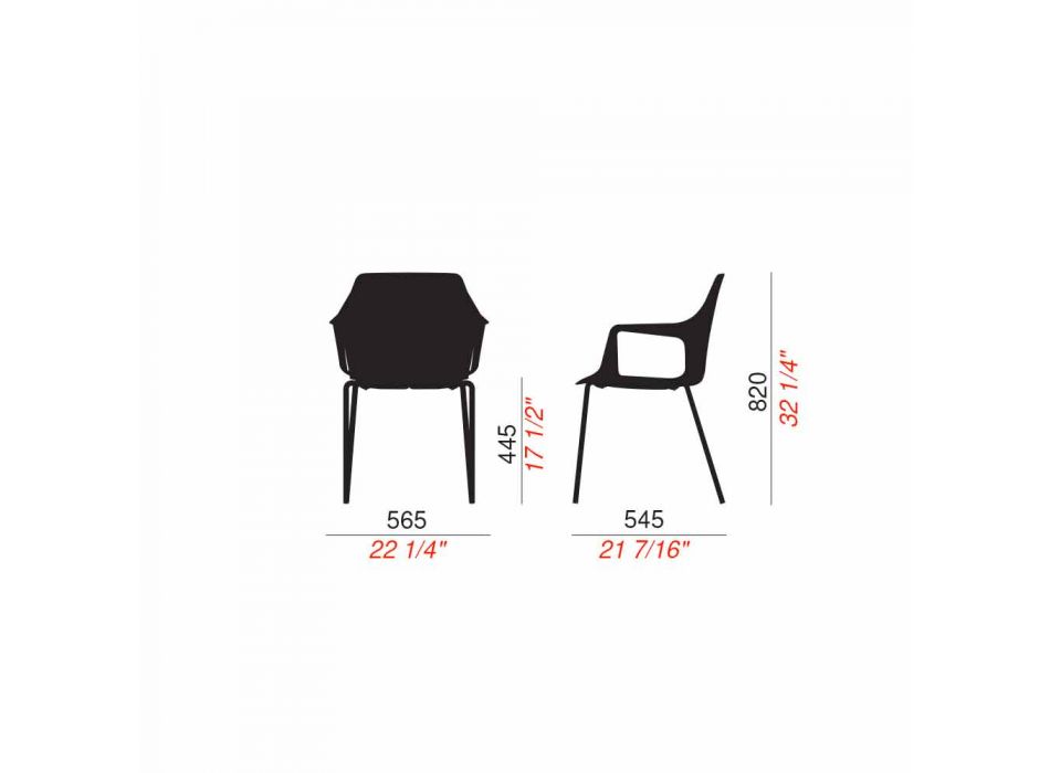 4 sillas apilables de exterior en polipropileno y metal Made in Italy - Carlene Viadurini