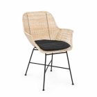 4 sillas de exterior en tejido de mimbre y acero Homemotion - Berecca Viadurini