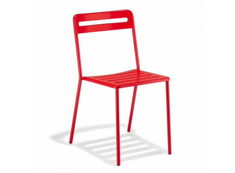 4 sillas de metal apilables para exteriores hechas en Italia - Yolonda Viadurini