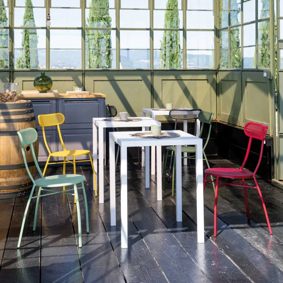 4 sillas de jardín de metal en diferentes colores Made in Italy - Hedge Viadurini