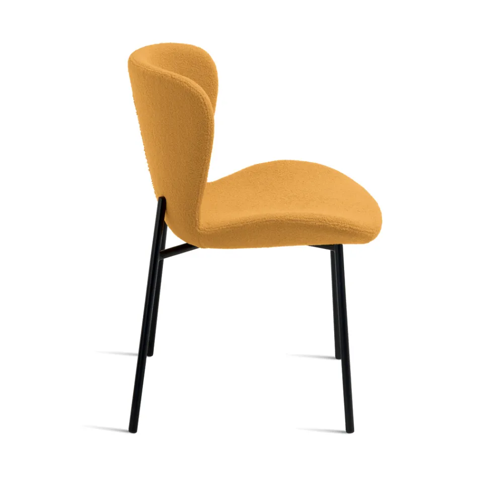 4 sillas tapizadas en tela bouclé y estructura de metal negro - Tiziana Viadurini