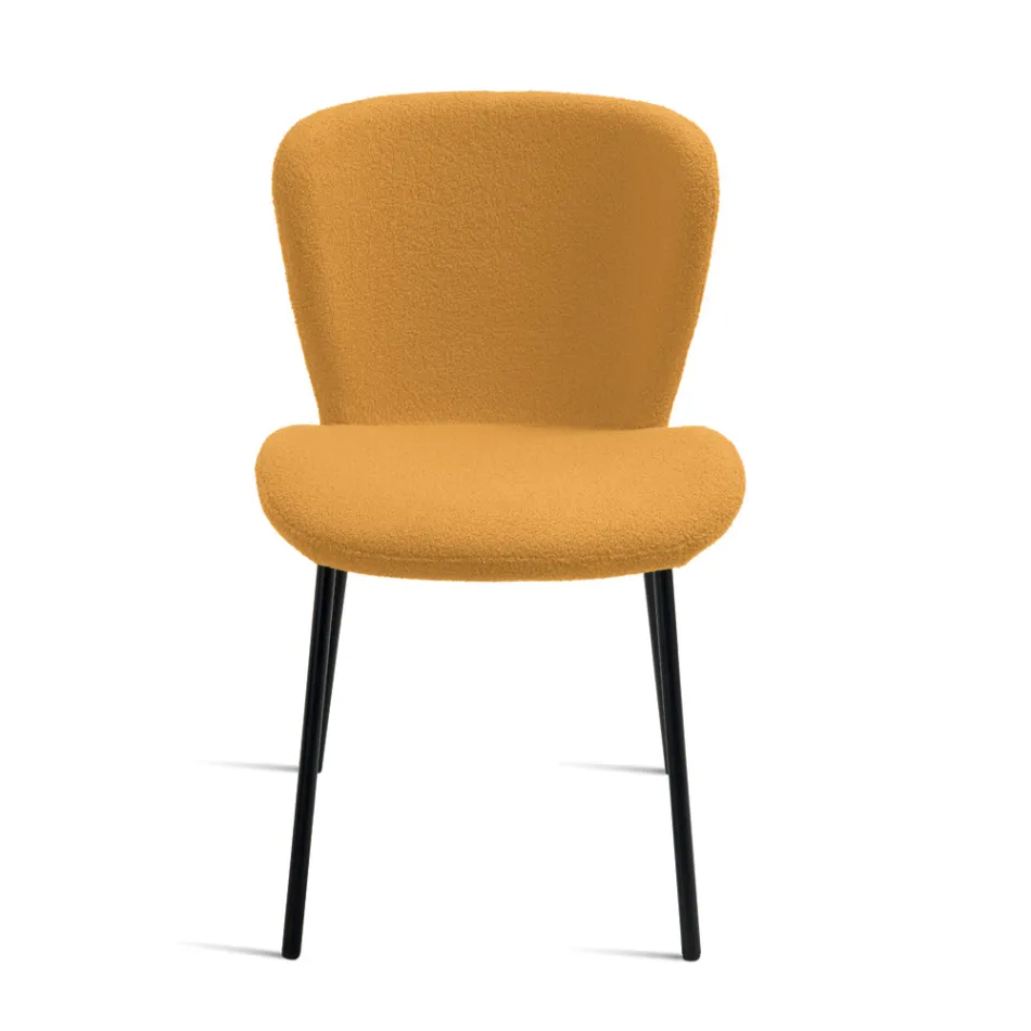 4 sillas tapizadas en tela bouclé y estructura de metal negro - Tiziana Viadurini