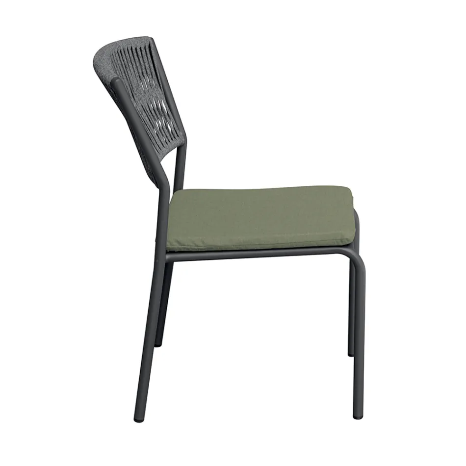 4 sillas de jardín apilables de aluminio y cuerda - Lunaris Viadurini