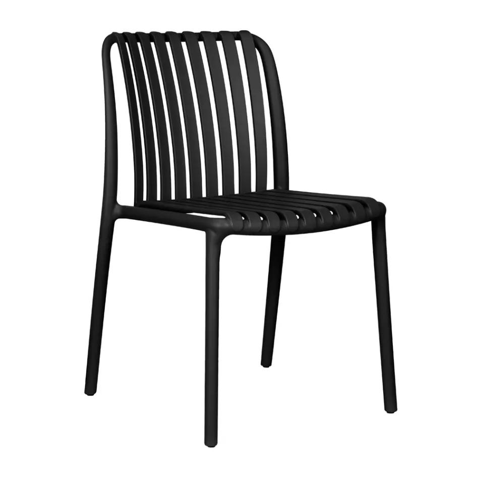 4 sillas de jardín apilables de polipropileno y fibra de vidrio - Orelia Viadurini