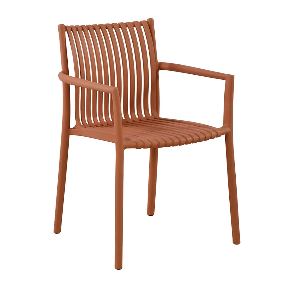 4 sillas de jardín apilables de polipropileno resistente a los rayos UV - Ondara Viadurini