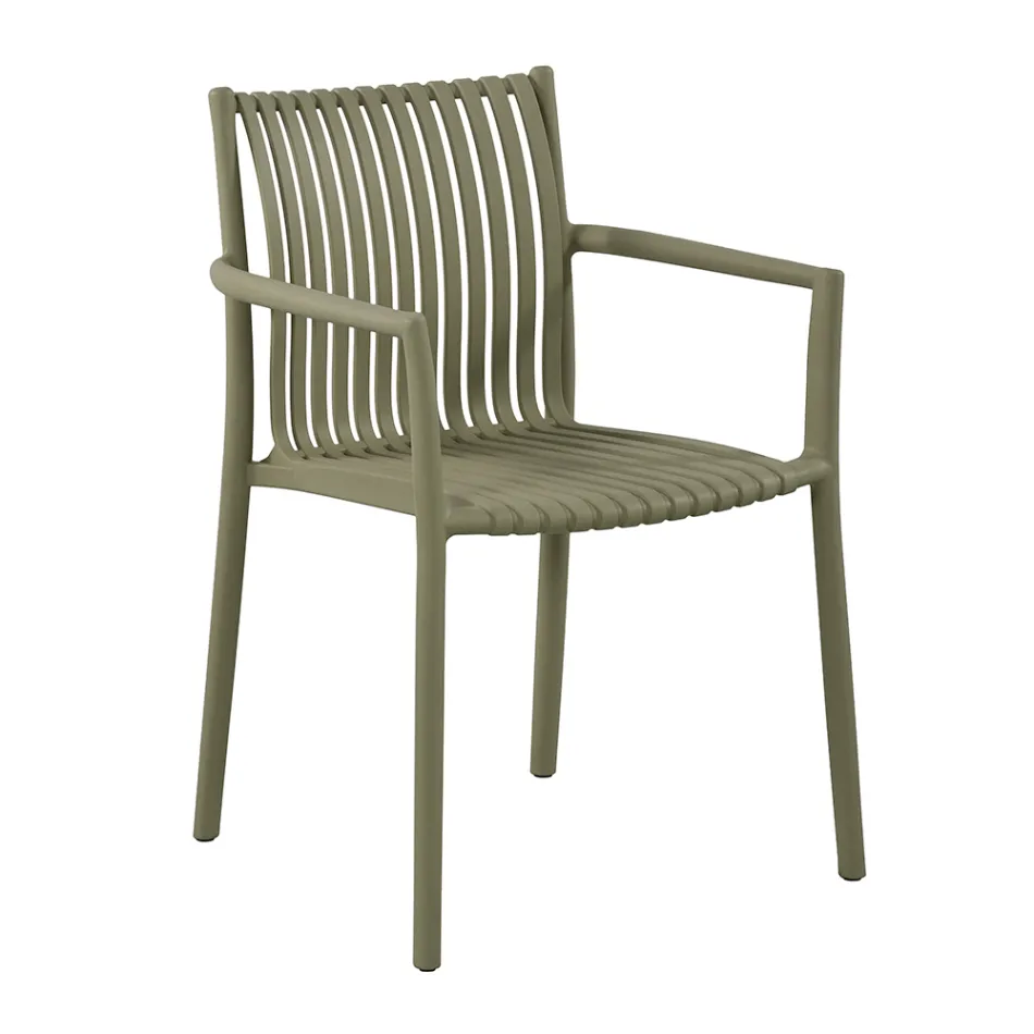 4 sillas de jardín apilables de polipropileno resistente a los rayos UV - Ondara Viadurini