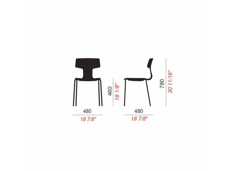 4 sillas apilables en metal y polipropileno Made in Italy - Clarinda