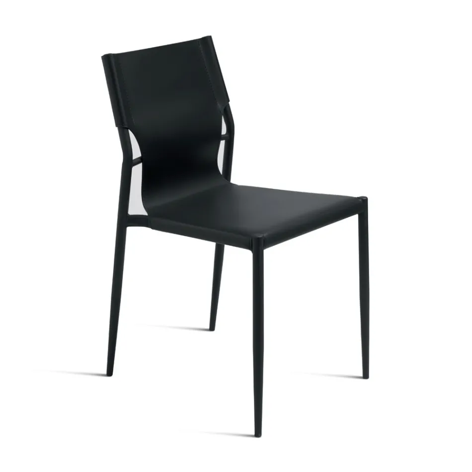 4 sillas de polipiel de colores con base de metal pintado - Comedia Viadurini