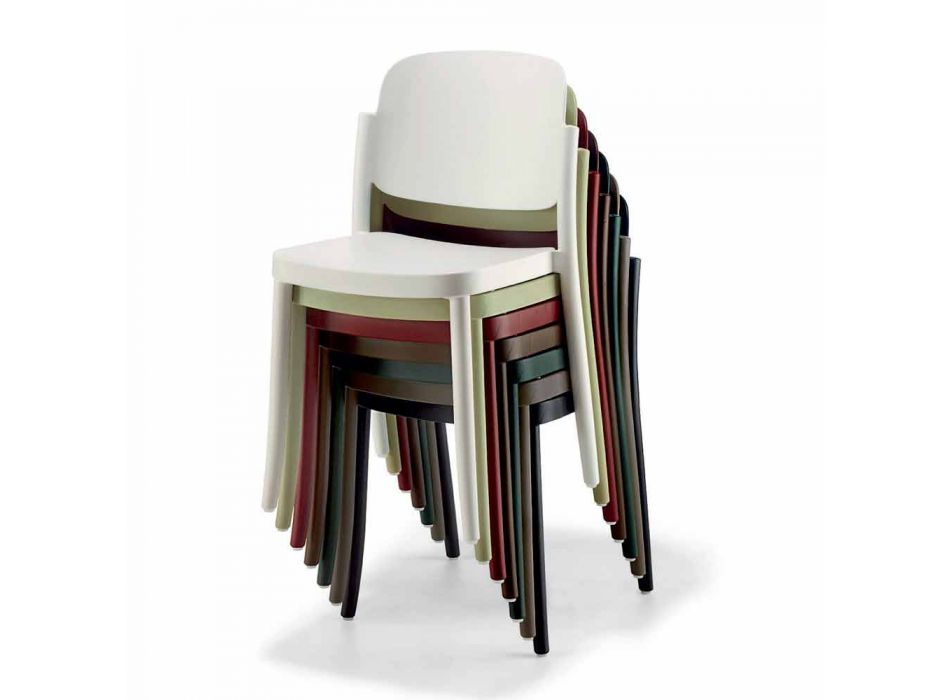 4 sillas de exterior modernas apilables en polipropileno Made in Italy - Bernetta Viadurini