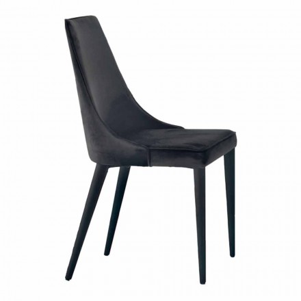 4 sillas modernas de acero con asiento acolchado de terciopelo Made in Italy - Nirvana Viadurini