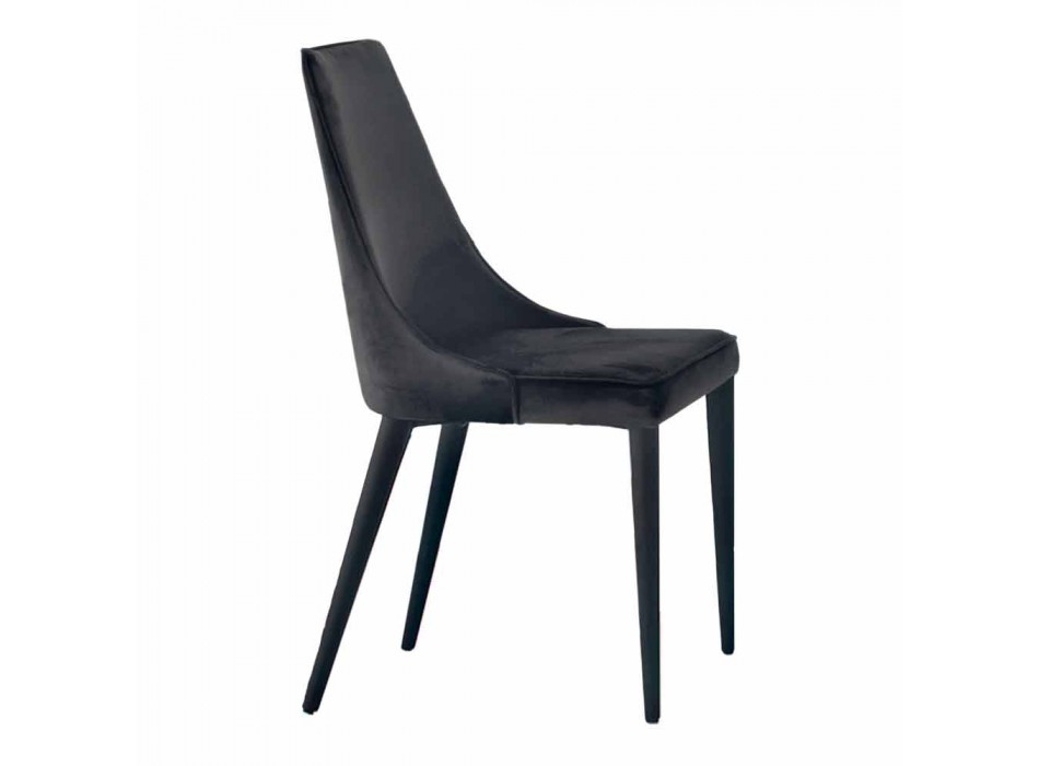 4 sillas modernas de acero con asiento acolchado de terciopelo Made in Italy - Nirvana Viadurini