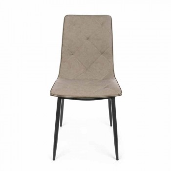 4 sillas modernas tapizadas en cuero sintético con base de acero Homemotion - Daisa