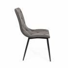 4 sillas modernas tapizadas en cuero sintético con base de acero Homemotion - Daisa Viadurini