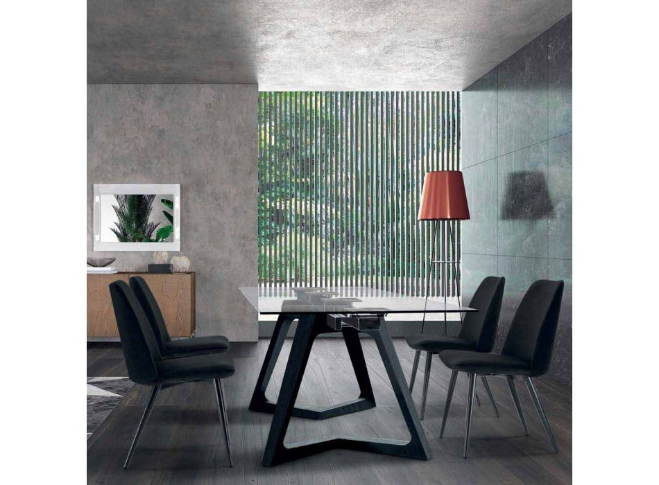 4 sillas de comedor tapizadas tapizadas en terciopelo Made in Italy - Grain Viadurini