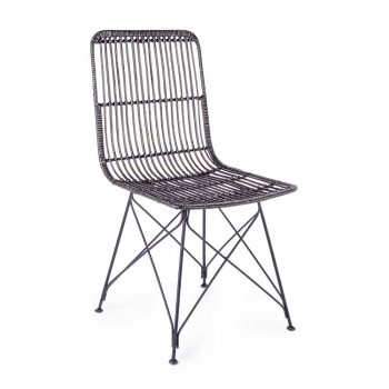 4 sillas de comedor en acero y tejido de Kubu Homemotion - Kendall