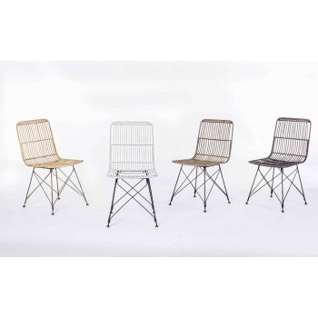 4 sillas de comedor en acero y tejido de Kubu Homemotion - Kendall