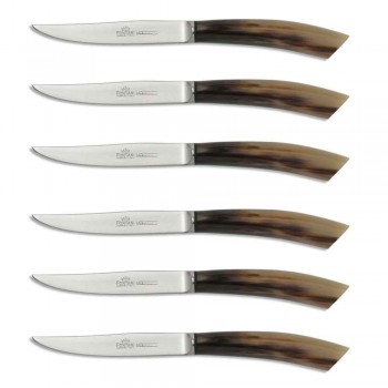 6 cuchillos de cocina artesanales con mango de cuerno de buey Made in Italy - Marine