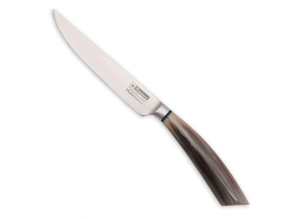 6 cuchillos de carne hechos a mano en cuerno o madera Made in Italy - Zuzana Viadurini
