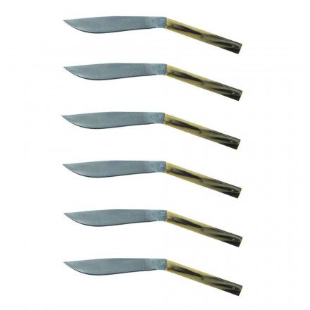 6 cuchillos ergonómicos para carne con hoja de acero Made in Italy - Shark Viadurini