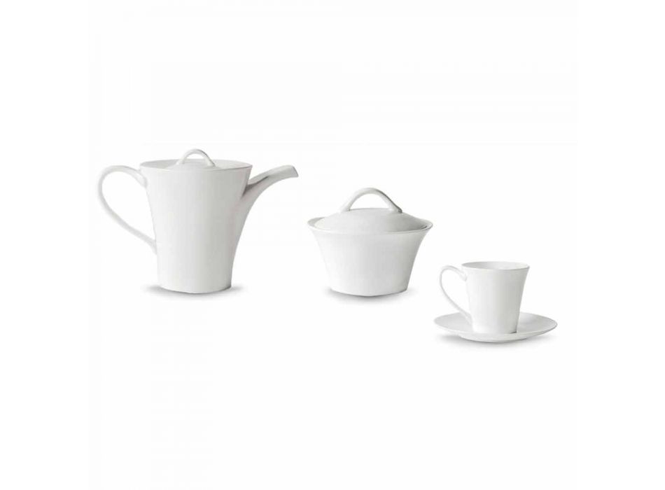 6 tazas de café de porcelana con plato, cafetera y azucarero - Romilda