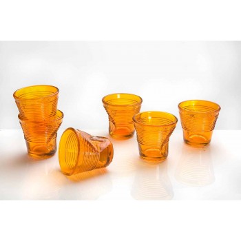 6 tazas de café con vasos arrugados en vidrio de diseño coloreado - Sarabi