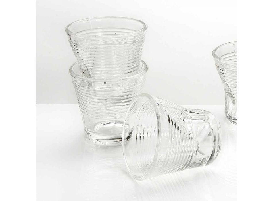 6 tazas de café con vasos arrugados en vidrio de diseño coloreado - Sarabi Viadurini