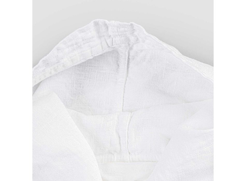Albornoz blanco de lino pesado con capucha de lujo italiana - Palace Viadurini
