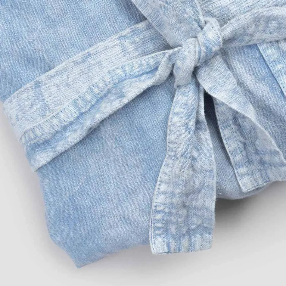 Albornoz de lujo de lino grueso con capucha Made in Italy - Palace Viadurini