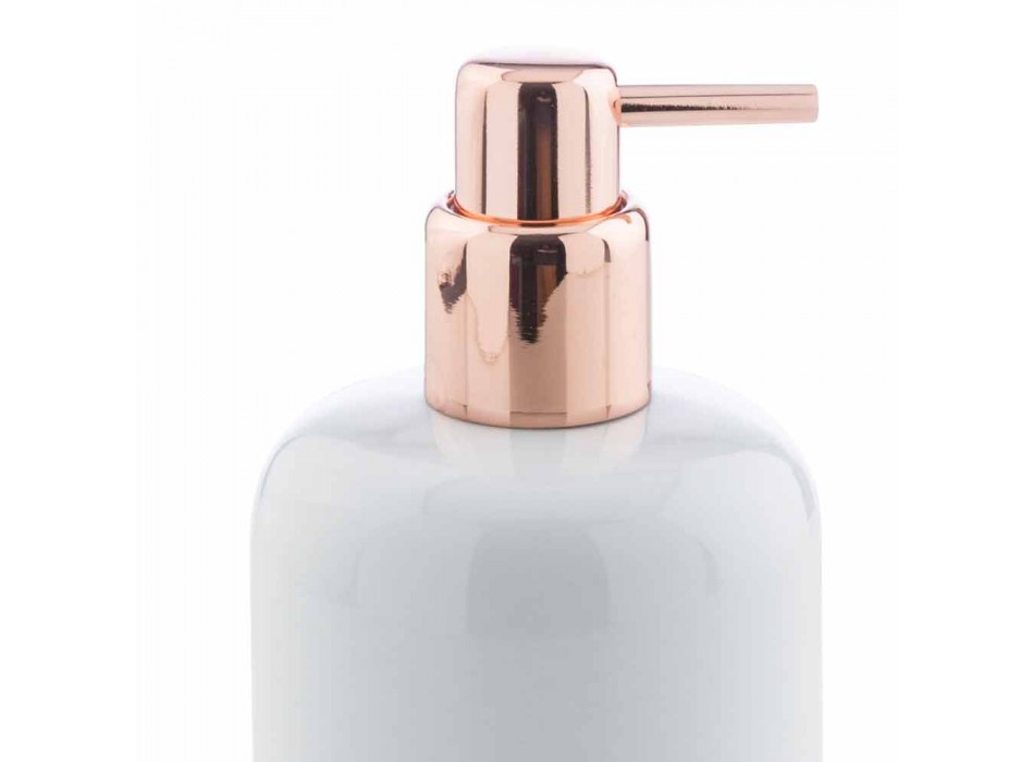 Accesorios de baño independientes en porcelana blanca con detalles de cobre - Scampia