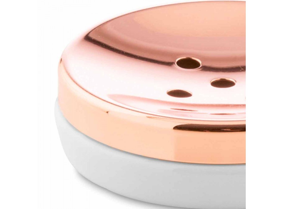 Accesorios de baño independientes en porcelana blanca con detalles de cobre - Scampia Viadurini
