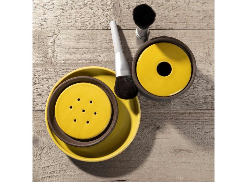 Accesorios de baño en arcilla refractaria amarilla Made in Italy - Antonella Viadurini