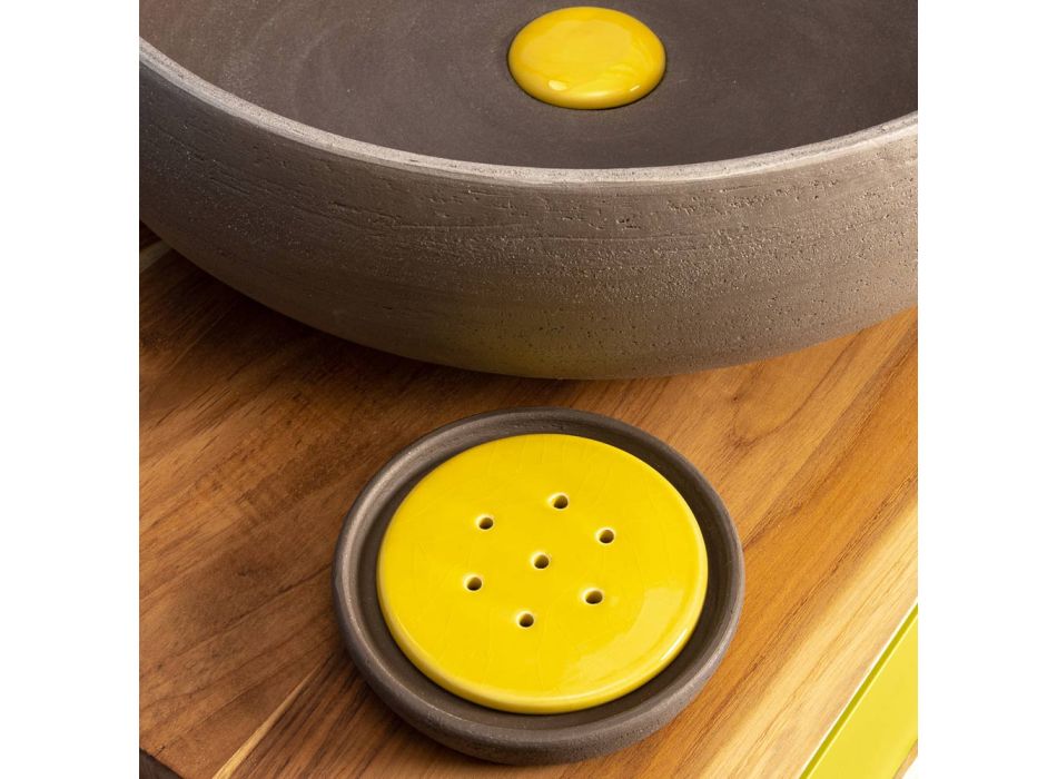 Accesorios de baño en arcilla refractaria amarilla Made in Italy - Antonella Viadurini