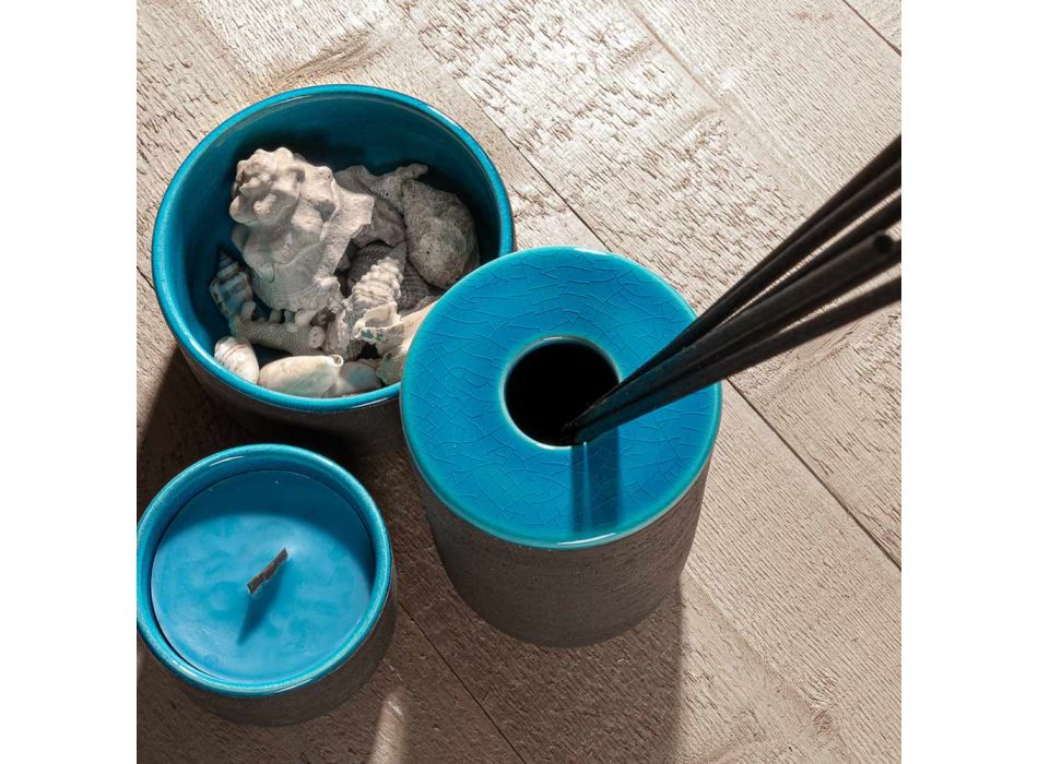 Accesorios de baño modernos en arcilla azul Made in Italy - Antonella Viadurini
