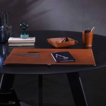 Accesorios de escritorio en cuero regenerado 4 piezas Made in Italy - Aristóteles