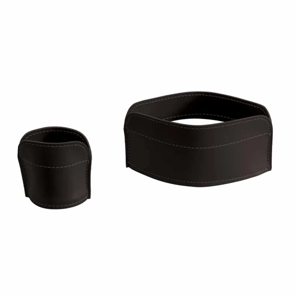 Accesorios de escritorio de cuero regenerado de 4 piezas hechos en Italia - Ebe Viadurini