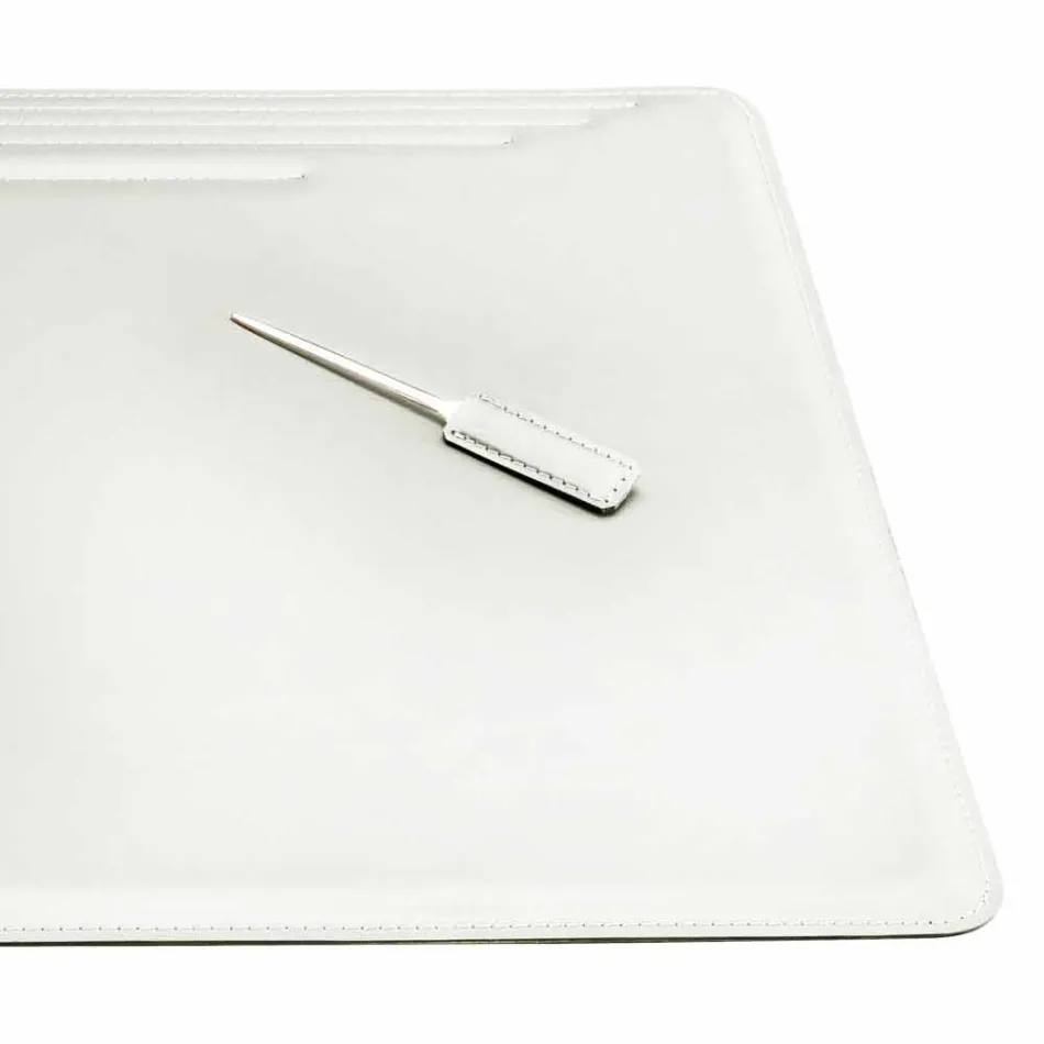 Accesorios de escritorio de cuero regenerado de 4 piezas hechos en Italia - Ebe Viadurini