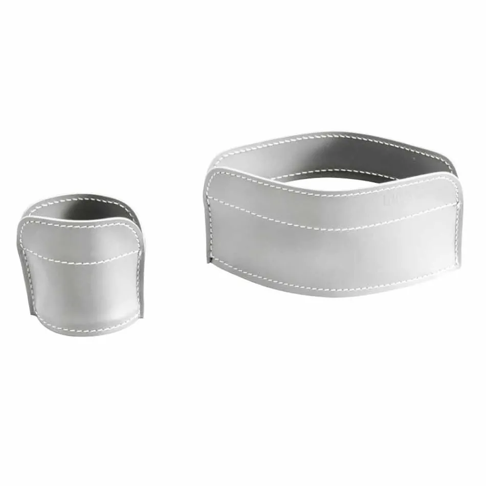 Accesorios de escritorio de cuero regenerado de 4 piezas hechos en Italia - Ebe Viadurini