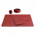 Accesorios de escritorio de cuero de 5 piezas hechos en Italia - Ebe