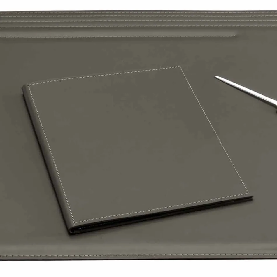 Accesorios de escritorio en cuero regenerado 5 piezas Made in Italy - Ebe Viadurini