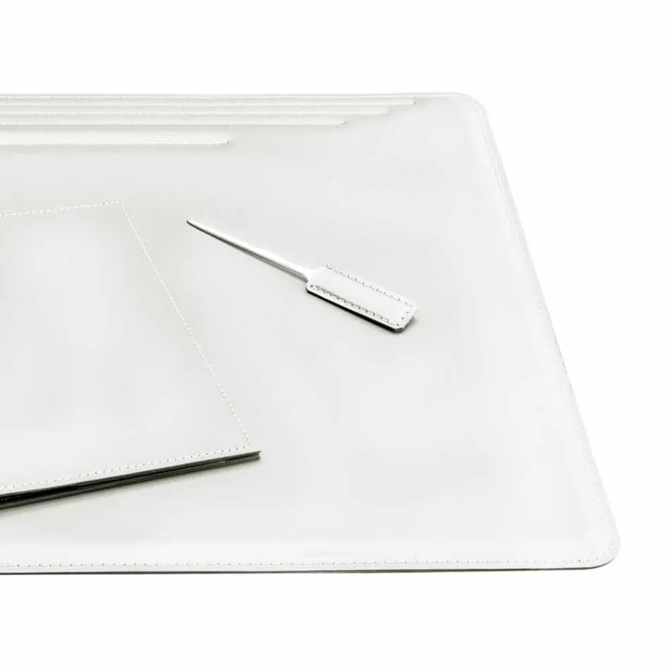 Accesorios de escritorio en cuero regenerado 5 piezas Made in Italy - Ebe Viadurini