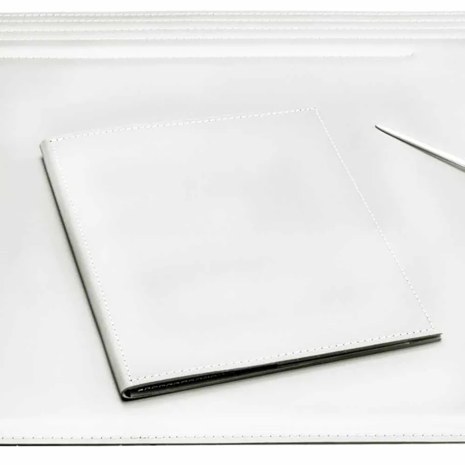 Accesorios de escritorio en cuero regenerado 5 piezas Made in Italy - Ebe Viadurini