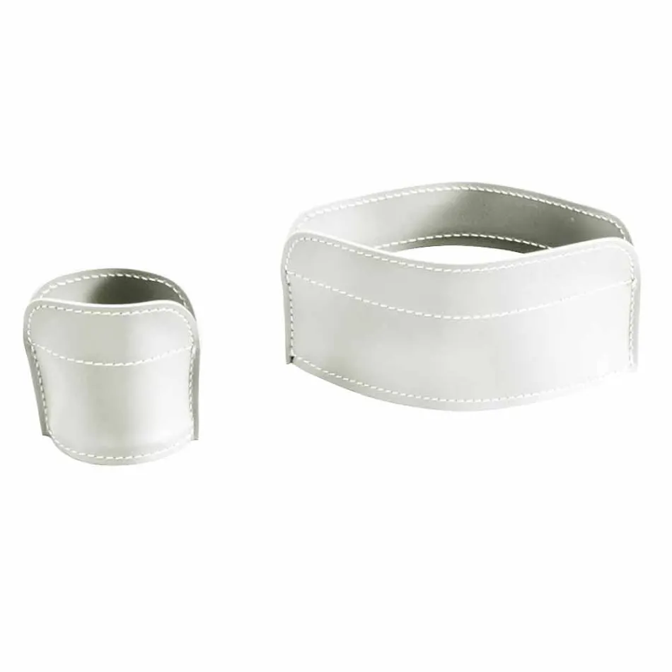 Accesorios de escritorio en cuero regenerado 5 piezas Made in Italy - Ebe Viadurini